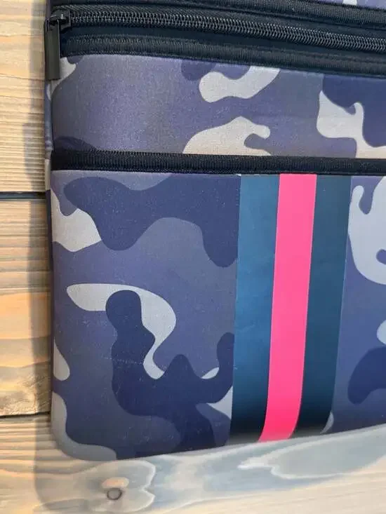Julia Rose Camo Neoprene Crossbody Bag, Red Stripe & Star Strap - Picture 4 of 8